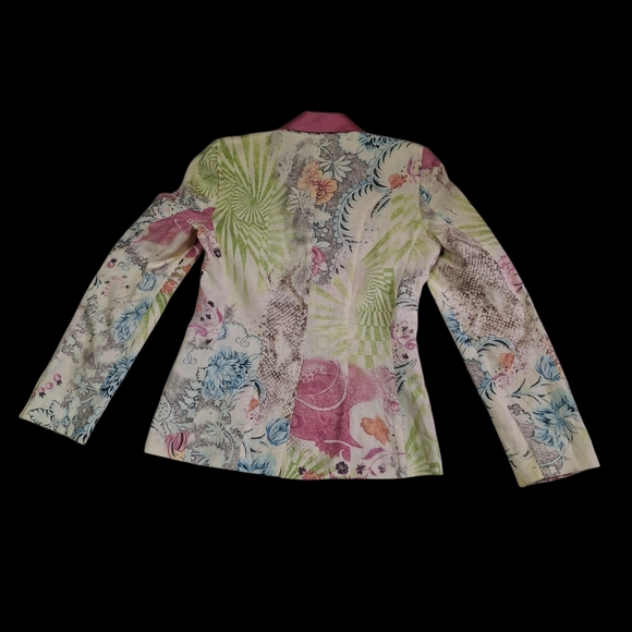 Vintage Etro Milano Floral Print Paisley Linen Blazer Women Size 8US / 44IT - Picture 4 of 16